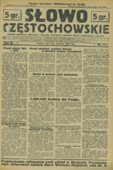 Słowo Częstochowskie : dziennik polityczny, społeczny i literacki, poświęcony sprawom miasta Częstochowy i powiatu. R.3, nr 177 (5 sierpnia 1933)