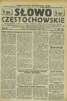 Słowo Częstochowskie : dziennik polityczny, społeczny i literacki, poświęcony sprawom miasta Częstochowy i powiatu. R.3, nr 191 (23 sierpnia 1933)