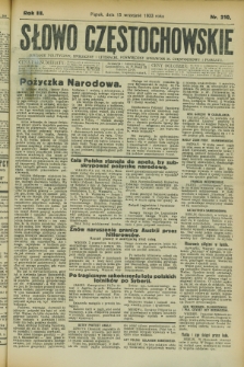 Słowo Częstochowskie : dziennik polityczny, społeczny i literacki, poświęcony sprawom miasta Częstochowy i powiatu. R.3, nr 210 (15 września 1933)