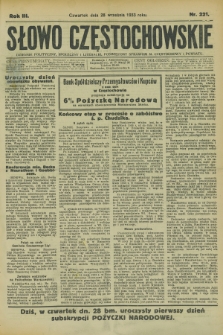 Słowo Częstochowskie : dziennik polityczny, społeczny i literacki, poświęcony sprawom miasta Częstochowy i powiatu. R.3, nr 221 (28 września 1933)