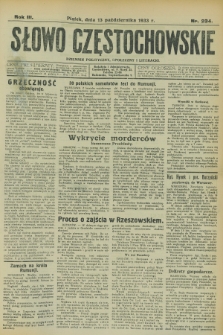 Słowo Częstochowskie : dziennik polityczny, społeczny i literacki. R.3, nr 234 (13 października 1933)