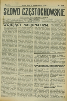 Słowo Częstochowskie : dziennik polityczny, społeczny i literacki. R.3, nr 238 (18 października 1933)