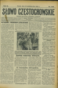 Słowo Częstochowskie : dziennik polityczny, społeczny i literacki. R.3, nr 240 (20 października 1933)