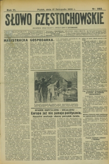 Słowo Częstochowskie : dziennik polityczny, społeczny i literacki. R.3, nr 263 (17 listopada 1933)