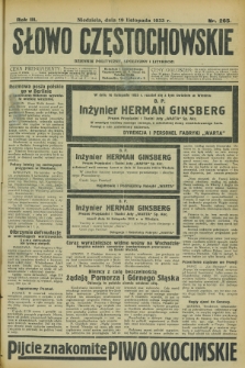 Słowo Częstochowskie : dziennik polityczny, społeczny i literacki. R.3, nr 265 (19 listopada 1933)