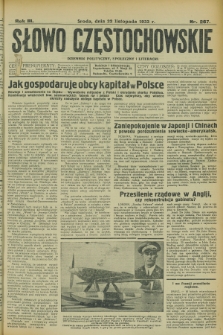 Słowo Częstochowskie : dziennik polityczny, społeczny i literacki. R.3, nr 267 (22 listopada 1933)