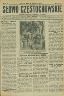 Słowo Częstochowskie : dziennik polityczny, społeczny i literacki. R.3, nr 272 (28 listopada 1933)