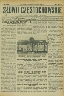 Słowo Częstochowskie : dziennik polityczny, społeczny i literacki. R.3, nr 272 [i.e.274] (30 listopada 1933)