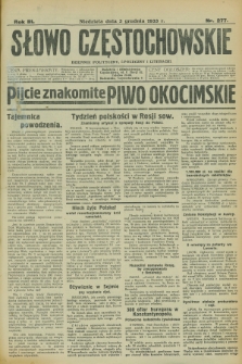 Słowo Częstochowskie : dziennik polityczny, społeczny i literacki. R.3, nr 277 (3 grudnia 1933)