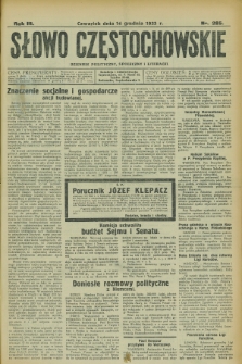 Słowo Częstochowskie : dziennik polityczny, społeczny i literacki. R.3, nr 285 (14 grudnia 1933)