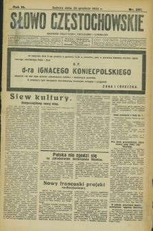 Słowo Częstochowskie : dziennik polityczny, społeczny i literacki. R.3, nr 297 (30 grudnia 1933)
