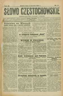 Słowo Częstochowskie : dziennik polityczny, społeczny i literacki. R.4, nr 4 (6 stycznia 1934)