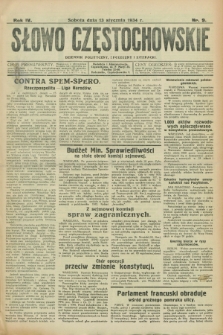 Słowo Częstochowskie : dziennik polityczny, społeczny i literacki. R.4, nr 9 (13 stycznia 1934)