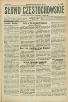 Słowo Częstochowskie : dziennik polityczny, społeczny i literacki. R.4, nr 28 (6 lutego 1934)