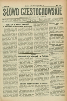 Słowo Częstochowskie : dziennik polityczny, społeczny i literacki. R.4, nr 29 (7 lutego 1934)