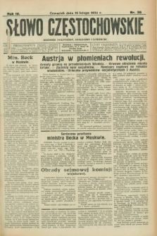 Słowo Częstochowskie : dziennik polityczny, społeczny i literacki. R.4, nr 36 (15 lutego 1934)
