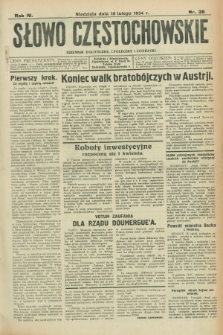Słowo Częstochowskie : dziennik polityczny, społeczny i literacki. R.4, nr 39 (18 lutego 1934)