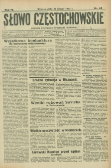 Słowo Częstochowskie : dziennik polityczny, społeczny i literacki. R.4, nr 46 (27 lutego 1934)