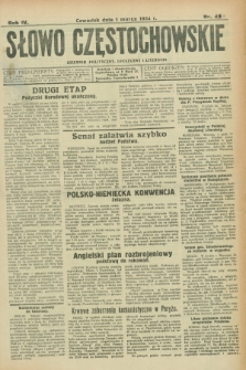 Słowo Częstochowskie : dziennik polityczny, społeczny i literacki. R.4, nr 48 (1 marca 1934)