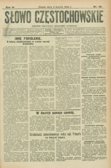 Słowo Częstochowskie : dziennik polityczny, społeczny i literacki. R.4, nr 49 (2 marca 1934)