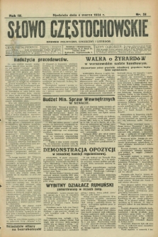 Słowo Częstochowskie : dziennik polityczny, społeczny i literacki. R.4, nr 51 (4 marca 1934)