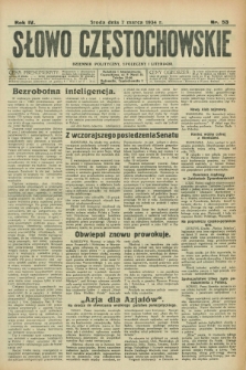 Słowo Częstochowskie : dziennik polityczny, społeczny i literacki. R.4, nr 53 (7 marca 1934)