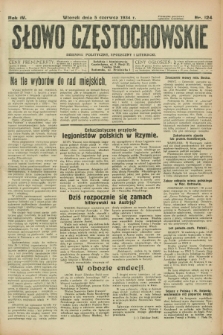 Słowo Częstochowskie : dziennik polityczny, społeczny i literacki. R.4, nr 124 (5 czerwca 1934)