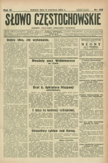 Słowo Częstochowskie : dziennik polityczny, społeczny i literacki. R.4, nr 128 (9 czerwca 1934)