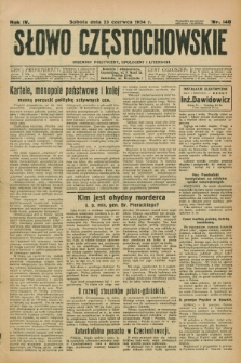 Słowo Częstochowskie : dziennik polityczny, społeczny i literacki. R.4, nr 140 (23 czerwca 1934)