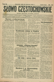 Słowo Częstochowskie : dziennik polityczny, społeczny i literacki. R.4, nr 144 (28 czerwca 1934)