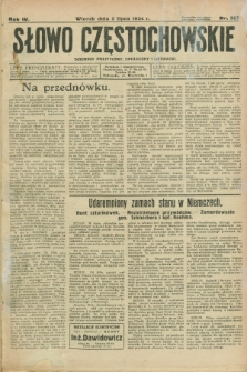 Słowo Częstochowskie : dziennik polityczny, społeczny i literacki. R.4, nr 147 (3 lipca 1934)
