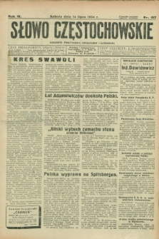 Słowo Częstochowskie : dziennik polityczny, społeczny i literacki. R.4, nr 157 (14 lipca 1934)