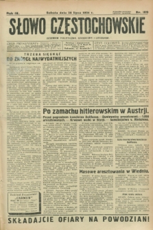 Słowo Częstochowskie : dziennik polityczny, społeczny i literacki. R.4, nr 169 (28 lipca 1934)