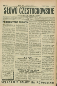 Słowo Częstochowskie : dziennik polityczny, społeczny i literacki. R.4, nr 172 (1 sierpnia 1934)