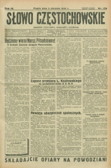 Słowo Częstochowskie : dziennik polityczny, społeczny i literacki. R.4, nr 174 (3 sierpnia 1934)