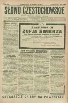 Słowo Częstochowskie : dziennik polityczny, społeczny i literacki. R.4, nr 175 (4 sierpnia 1934)