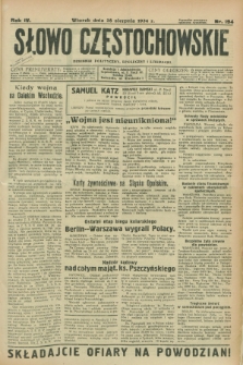 Słowo Częstochowskie : dziennik polityczny, społeczny i literacki. R.4, nr 194 (28 sierpnia 1934)