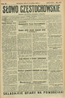 Słowo Częstochowskie : dziennik polityczny, społeczny i literacki. R.4, nr 199 (2 września 1934)