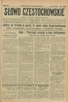 Słowo Częstochowskie : dziennik polityczny, społeczny i literacki. R.4, nr 207 (12 września 1934)
