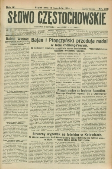 Słowo Częstochowskie : dziennik polityczny, społeczny i literacki. R.4, nr 209 (14 września 1934)