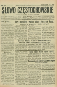Słowo Częstochowskie : dziennik polityczny, społeczny i literacki. R.4, nr 219 (26 września 1934)
