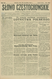 Słowo Częstochowskie : dziennik polityczny, społeczny i literacki. R.4, nr 222 (29 września 1934)