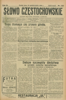 Słowo Częstochowskie : dziennik polityczny, społeczny i literacki. R.4, nr 239 (19 października 1934)