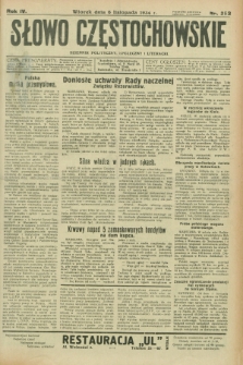Słowo Częstochowskie : dziennik polityczny, społeczny i literacki. R.4, nr 253 (6 listopada 1934)