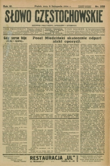 Słowo Częstochowskie : dziennik polityczny, społeczny i literacki. R.4, nr 256 (9 listopada 1934)