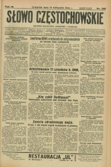 Słowo Częstochowskie : dziennik polityczny, społeczny i literacki. R.4, nr 261 (15 listopada 1934)