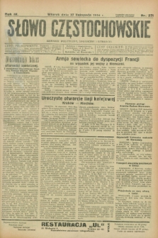 Słowo Częstochowskie : dziennik polityczny, społeczny i literacki. R.4, nr 271 (27 listopada 1934)