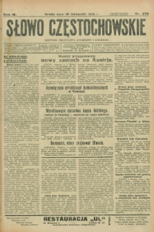 Słowo Częstochowskie : dziennik polityczny, społeczny i literacki. R.4, nr 272 (28 listopada 1934)