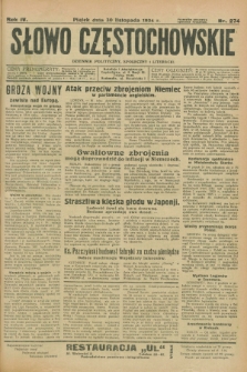 Słowo Częstochowskie : dziennik polityczny, społeczny i literacki. R.4, nr 274 (30 listopada 1934)