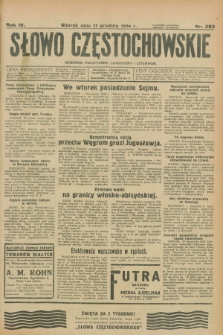 Słowo Częstochowskie : dziennik polityczny, społeczny i literacki. R.4, nr 282 (11 grudnia 1934)